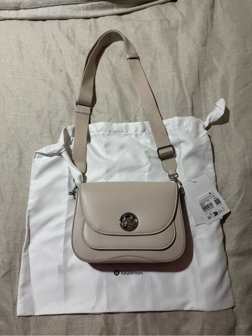 Lululemon Women’s Leather Alternative Crossbody Bag Light Ivory NWT